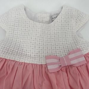 Maggie & Zoe 0-3 months White and Pink Fit and Flare Dress